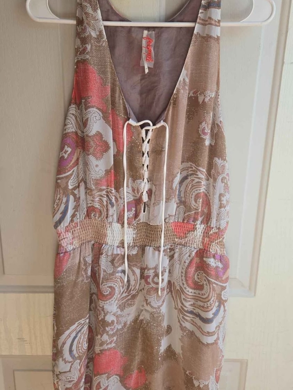 Free People Mauve-Pink Slip Dress with Embroidered Label